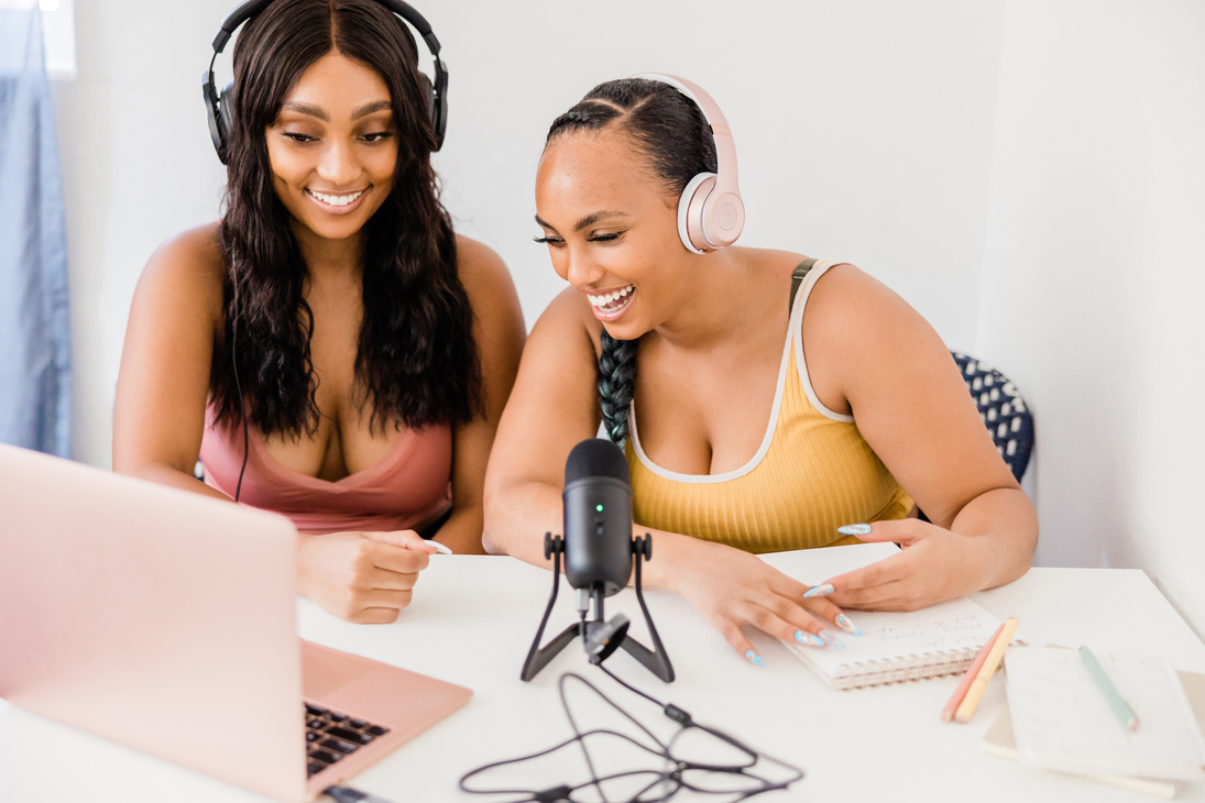 Women Recording a Podcaster at Home